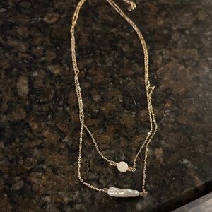 LOFT Gold Necklace with Pearl Details